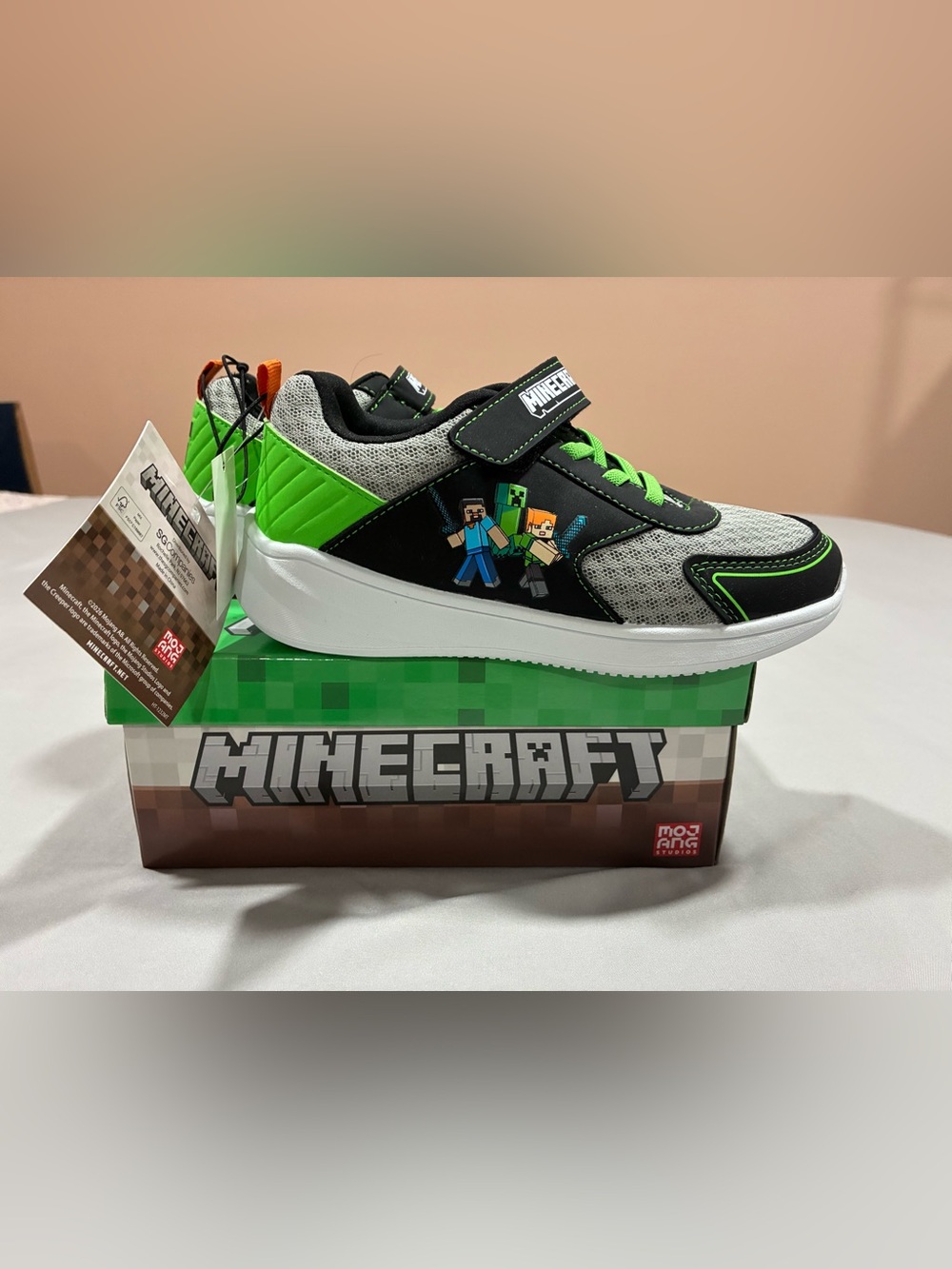 Minecraft Kids' Green & Gray Hook-and-Loop Sneaker